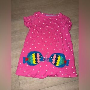 Mini Boden Embroidered Fish Polka Dot Tunic Dress size 5-6 appliqué